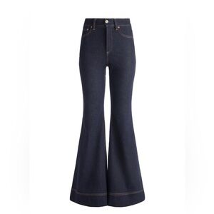 Alice and Olivia high rise flare jeans in Dark Rinse color, size 28. Inseam 35.